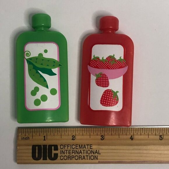 pretend baby doll food baby food pouch plastic peas and strawberries baby doll - Picture 3 of 6